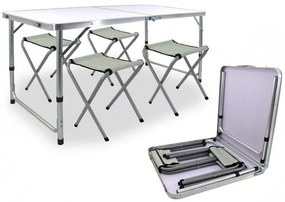 Aldotrade Camping összecsukható szett, asztal + 4 fotel, 120 x 60 x 70 cm