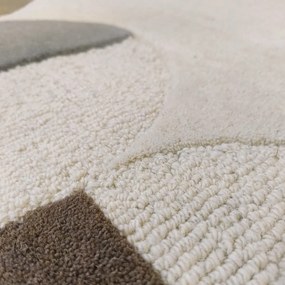 Szürkésbézs kézi szövésű gyapjú szőnyeg 200x290 cm Mia Scallop Frame – Flair Rugs