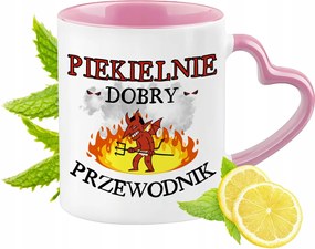 Útmutató bögre Rózsaszín, szív alakú füllel Kávé ajándék