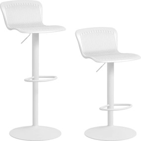 HOMCOM 2 db Forgatható Magas Konyhai Szék Háttámlával és Állítható Magassággal, Terhelhetőség 120 kg, Fehér | Aosom