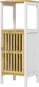HOMCOM Magas Fürdőszoba Szekrény Fürdőoszlop Segéd Fürdőbútor 1 Nyitott Polccal, 1 Ajtóval és 1 Állítható Polccal 32x30x90.5 cm Természetes és Fehér |