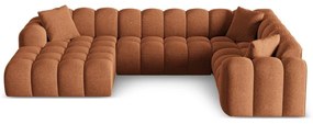Terrakotta színű zsenília sarokkanapé (jobb oldali-U alakú) Treno – Cosmopolitan Design