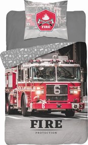 Ágyneműhuzat 140x200 cm ifjúsági TŰZOLTÓAUTÓ-100% Pamut
