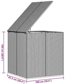 barna polyrattan kerti párnatartó doboz 100 x 97,5 x 104 cm