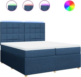 vidaXL kék szövet rugós ágy matraccal 200 x 200 cm