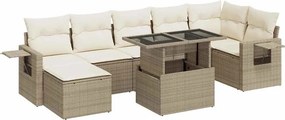 vidaXL 8 részes bézs polyrattan kerti ülőgarnitúra párnával