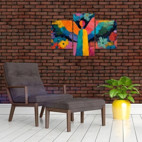 Kép - Absztrakt angyal virágokkal (90x60 cm)