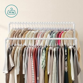 Dupla ruhatartó állvány, kabáttartó, fehér