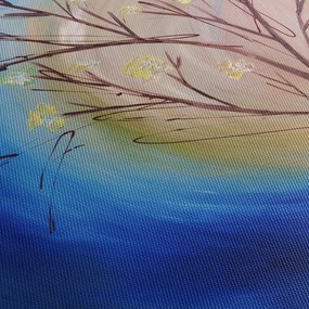 Kép - Napot eltakaró fa (órával) (90x30 cm)