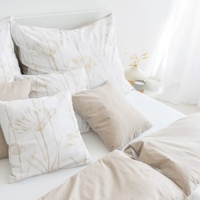 Goldea pamut ágyneműhuzat duo - kerti dísznövények, latte színű hátoldal 140 x 200 és 70 x 90 cm