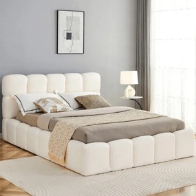 Krém Bouclé Franciaágy Ágyneműtartóval. 140x200 MURACJA