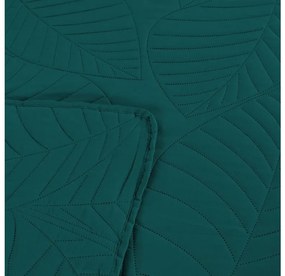 Türkiz ágytakaró levél mintával LEAVES Méret: 170 x 210 cm