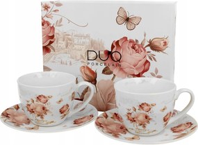 Elegáns csészealj szett Szecesszió 2 db 270 ml dobozban