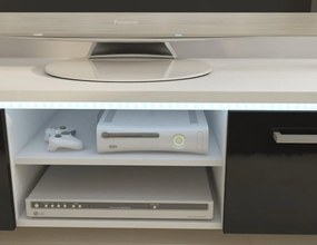 TV asztal/szekrény Helix (fehér + fényes fekete). 780041