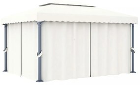 krémfehér alumíniumpavilon függönnyel 4 x 3 m