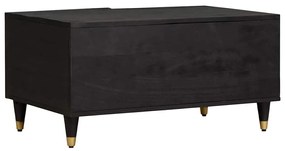 vidaXL Dohányzóasztal Fekete 80 x 50 x 40 cm Tömör Mangófát