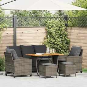 6 részes szürke polyrattan kerti ülőgarnitúra párnákkal