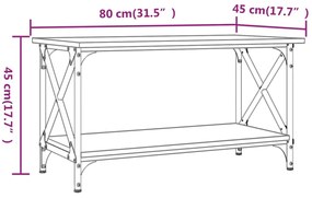 szürke sonoma szerelt fa és vas dohányzóasztal 80 x 45 x 45 cm