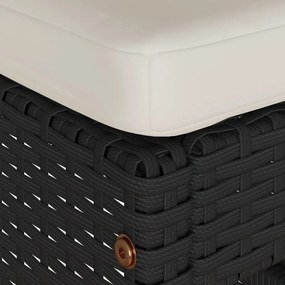 4 db fekete polyrattan kerti bárszék párnával