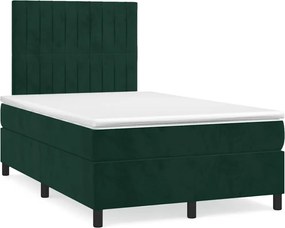 vidaXL sötétzöld bársony rugós ágy matraccal 120 x 200 cm