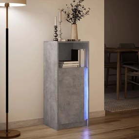 betonszürke szerelt fa LED-es tálalószekrény 42,5 x 34 x 100 cm