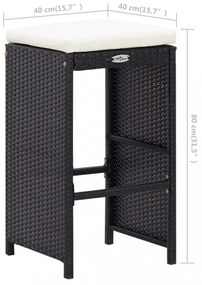 9-részes fekete kültéri polyrattan bárszett