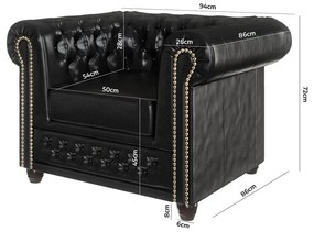 Fekete bőrutánzat fotel York – Ropez