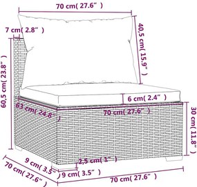 4 részes barna polyrattan kerti bútorszett párnákkal