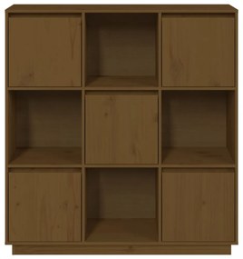 mézbarna tömör fenyőfa magasszekrény 110,5x35x117 cm