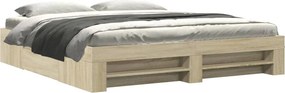 vidaXL sonoma tölgy színű szerelt fa ágykeret matrac nélkül 180x200 cm