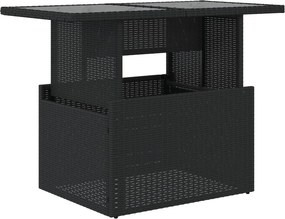 vidaXL fekete polyrattan üveglapos kerti asztal 100 x 55 x 73 cm