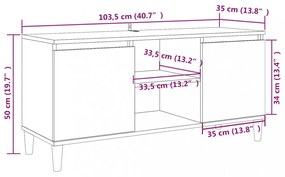barna tölgyszínű TV-szekrény tömör falábakkal 103,5x35x50 cm