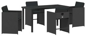 vidaXL Kert étkező szett 5 pcs Fekete polirattan