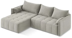 Világosszürke kinyitható-tárolóhelyes sarokkanapé (bal oldali-heverő résszel) Moku – Makamii