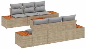 vidaXL Kerti Kanapé Szett párnával tárolóval 7 pcs Bézs Poli rattan