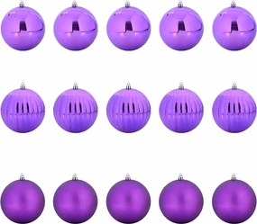 vidaXL Karácsonyi Díszszett XL 15 pcs Lila Műanyag