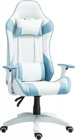 HOMCOM Dönthető Játékosszék Forgatható Gamerszék Párnázott Lumbális Támasszal, 3D Kartámaszokkal, Leszerelhető Fejpárnával és Magasságállítással - Feh