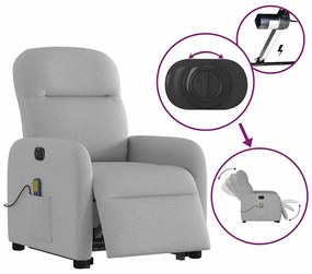 vidaXL Elektromos álló masszázsfotel felhőszürke szövet