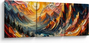 Kép - Hegyek, melyeket napfény ölel (órával) (90x30 cm)