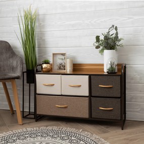 HAZEL TYP 4 szekrény szövet fiókokkal, barna, S