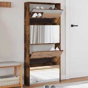 füstös tölgy 4 szintes cipőszekrény tükörrel 63 x 17 x 134 cm