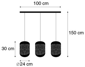 Vintage lógólámpa fekete rézzel, ovális, 3-lámpás - Kayleigh