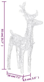 2 db akril karácsonyi rénszarvas 80 kék LED-del