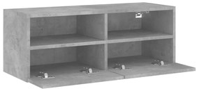 betonszürke szerelt fa fali TV-szekrény 80 x 30 x 30 cm