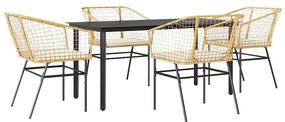 vidaXL 5 észes barna polyrattan üveg kerti étkezőgarnitúra párnával
