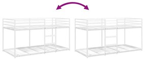 fehér acél emeletes ágy matrac nélkül 80 x 200 cm