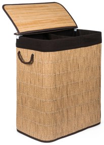 G21-es 105 literes szennyeskosár elválasztókkal, rattan utánzat, barna betéttel