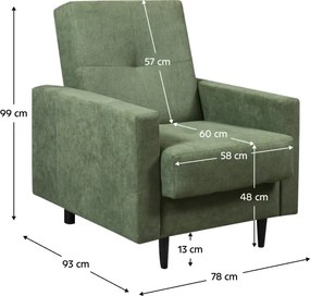 Fotel, zöld szövet, VALDO