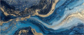 Kép - Kék-arany absztrakt márvány (120x50 cm)