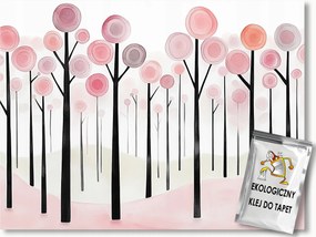 Fotótapéta Flizelina Absztrakt Grafika Rózsaszín Erdő Fák 368x254 ragasztó